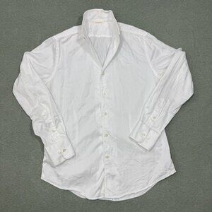 Suitsupply White Slim Fit Dress Shirt Mens Medium Thomas Mason Egyptian Cotton